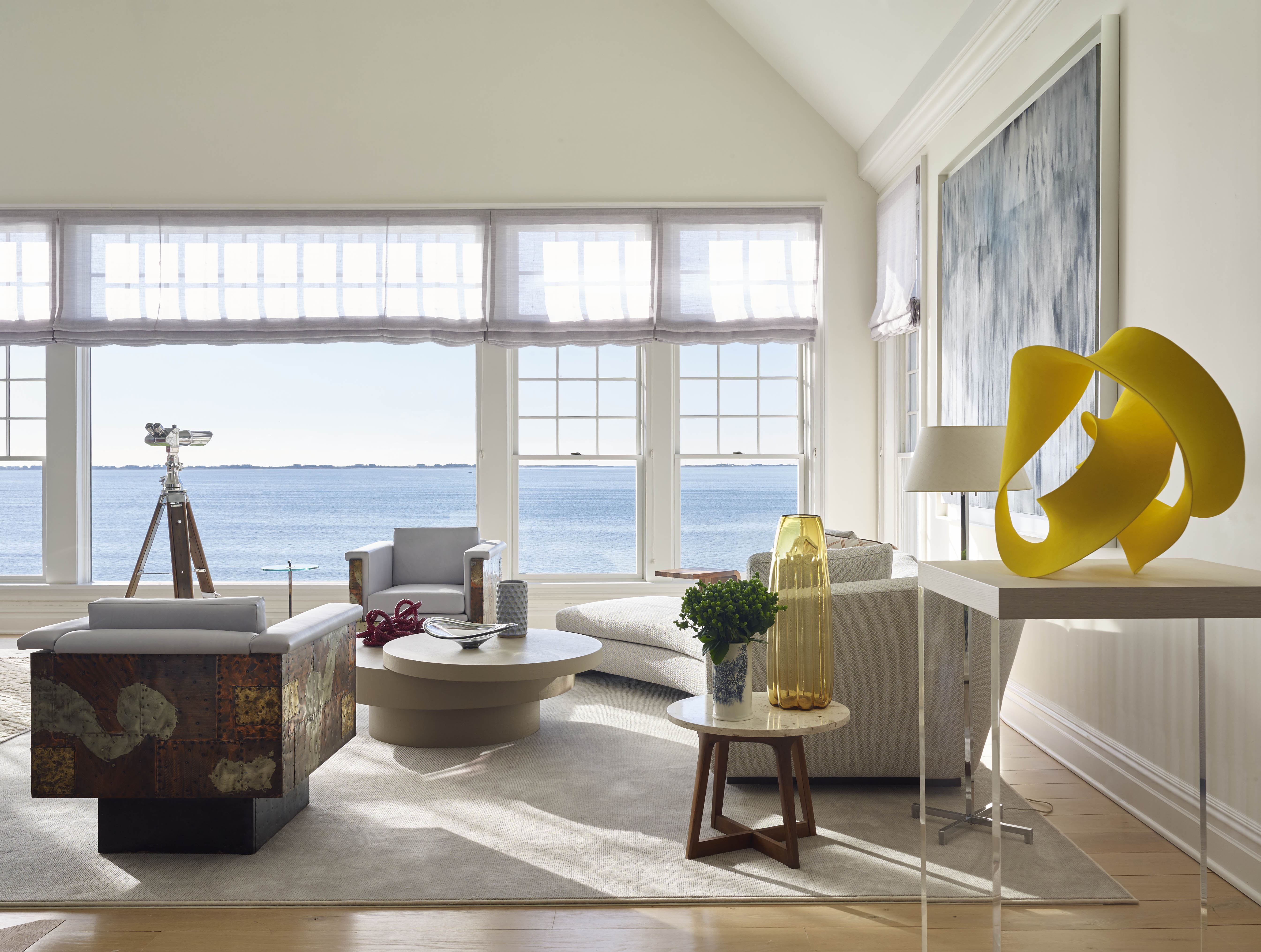 Hamptons beach house with modern interior design and contemporary art