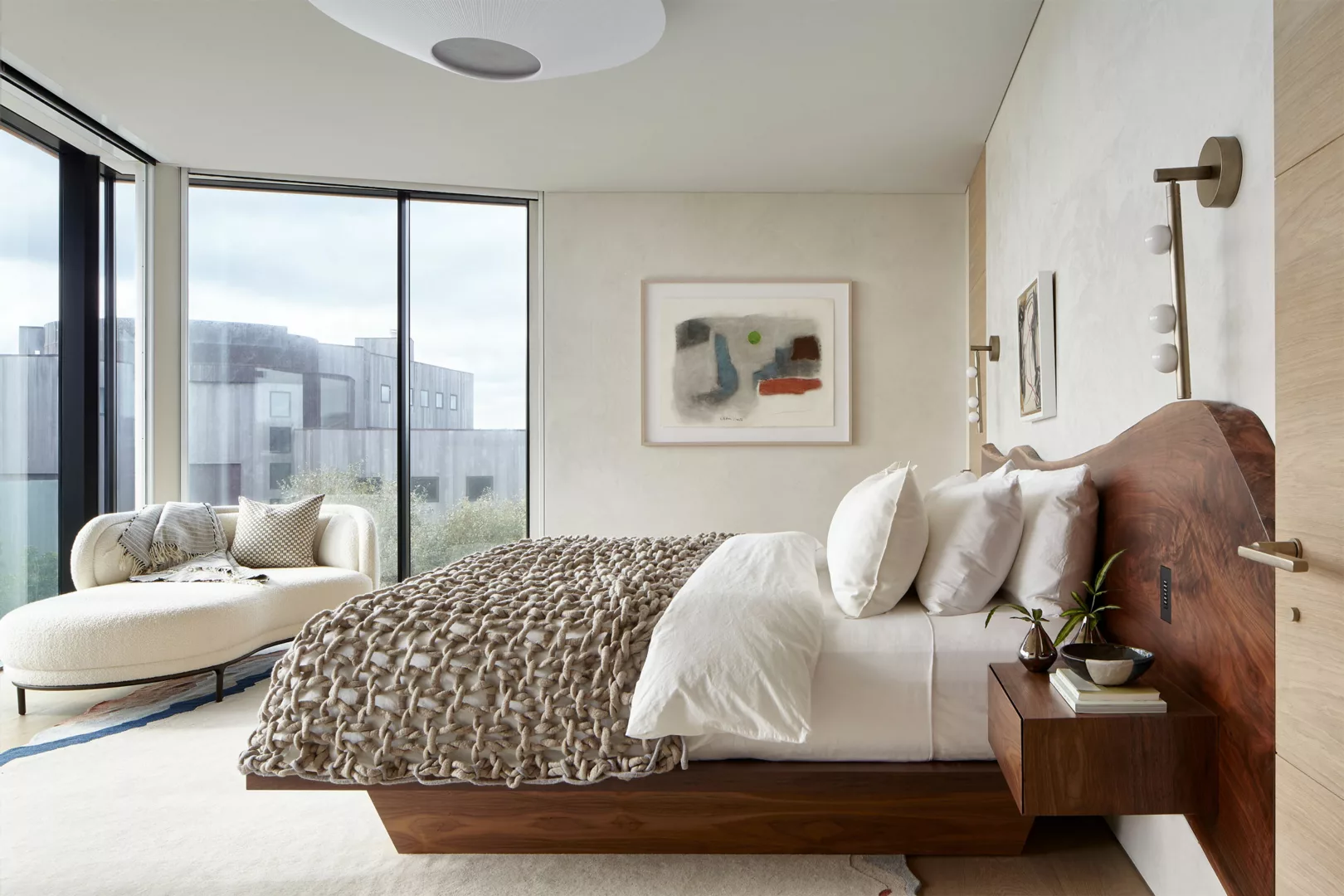 Amagansett bedroom with textured bed coverlet