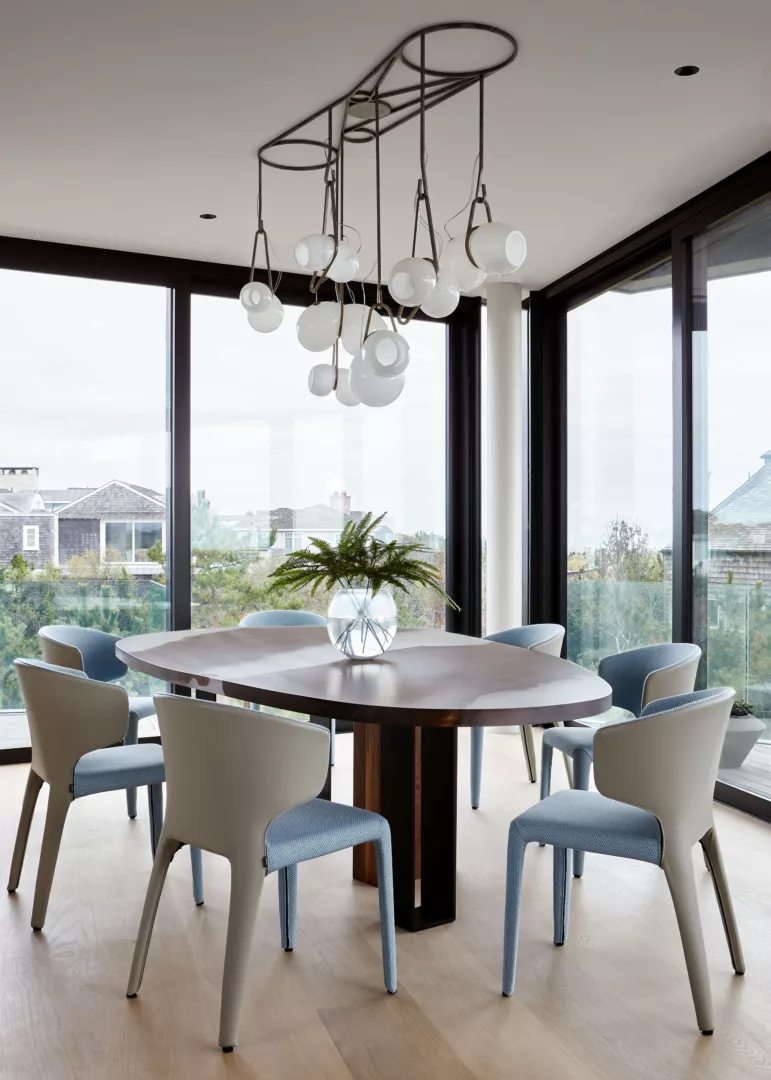 Dining Room with glass chandelier